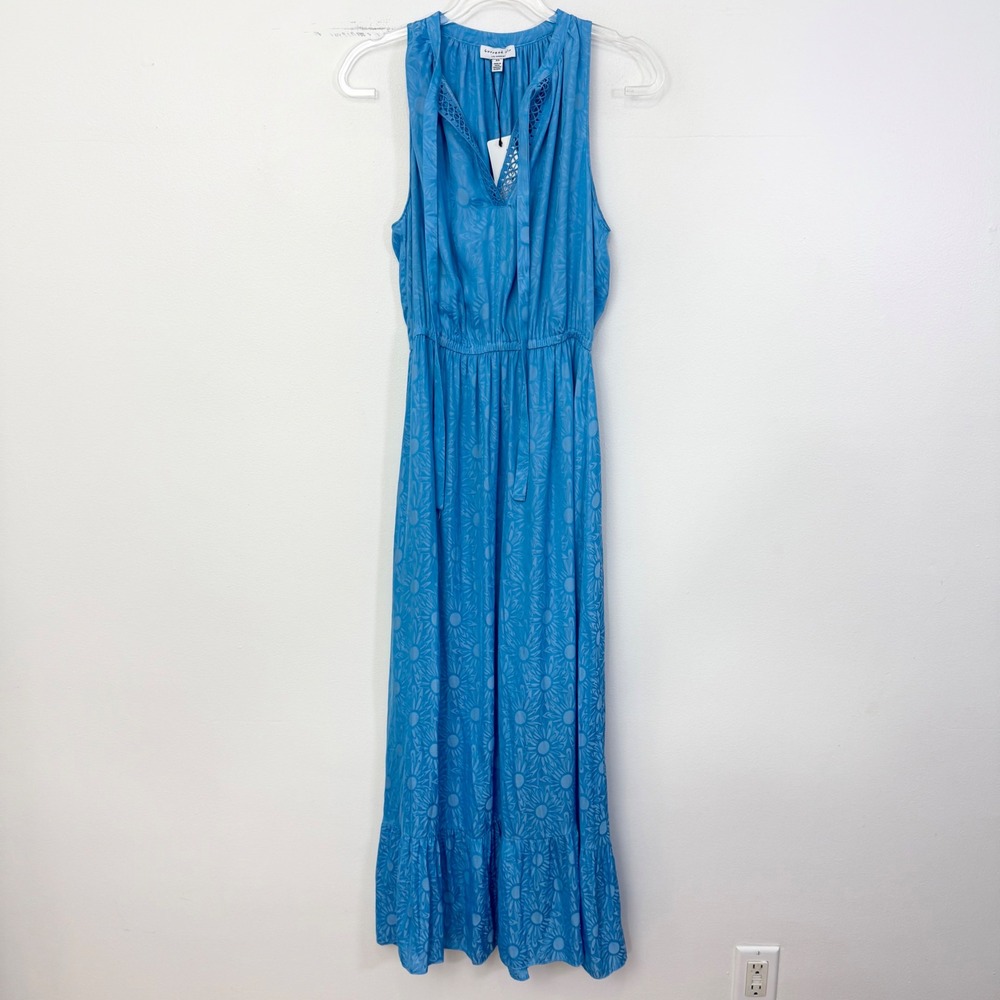 Current Air Sunburst Jacquard Halter Maxi Dress Blue XS
